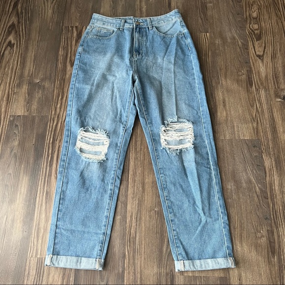 SHEIN Distressed Boyfriend High Waist Style Ripped Jeans - Picture 3 of 15